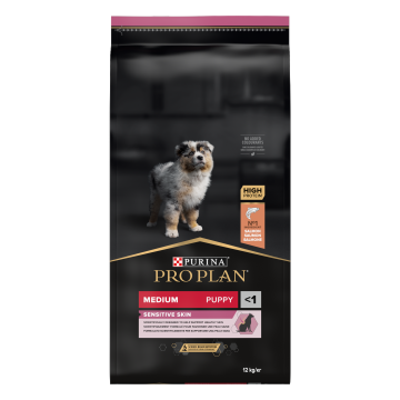 PURINA PRO PLAN PUPPY Sensitive Skin, Talie Medie, Somon, 12 kg