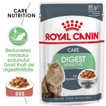 Royal Canin Digest Sensitive Care Adult, hrana umeda pisica in sos/ gravy, 85 g ieftina