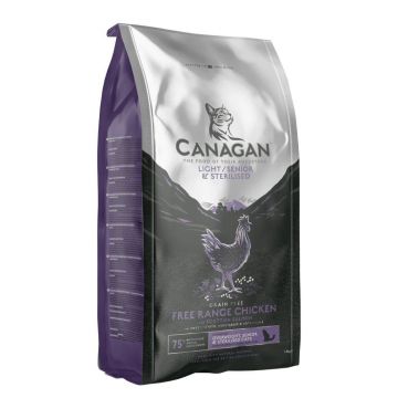 Canagan Cat Grain Free, Light Senior Sterilised, Pui, 375 g