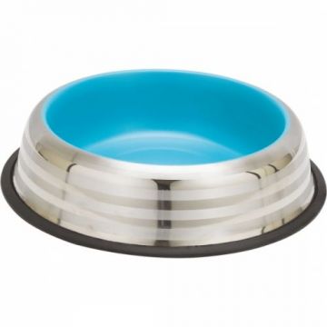 Castron din inox, Enjoy Blue & Silver Stripes, 470 ml