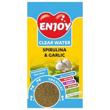 Hrana granule pesti, Enjoy, cu spirulina si usturoi, 250 ml