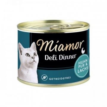 Hrana umeda pisici, Miamor Grain Free cu somon si pui, 175 g