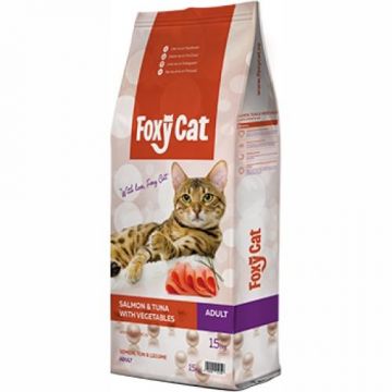 Hrana uscata pisici, Foxy Cat, Somon, Ton si Legume, 15 kg la reducere