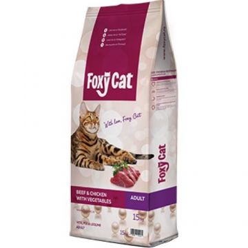 Hrana uscata pisici, Foxy Cat, Vita, Pui si Legume, 15 kg la reducere