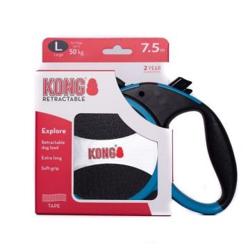 Lesa retractabila, KONG Retractable Explore, 7.5m - 50kg, Albastru