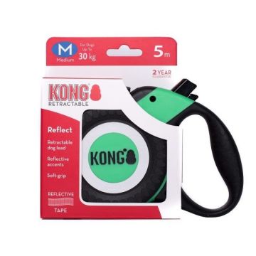 Lesa retractabila, KONG Retractable Reflect, 5m - 30kg, Verde