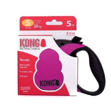 Lesa retractabila, KONG Retractable Terrain, 5m - 20kg, Fucsia