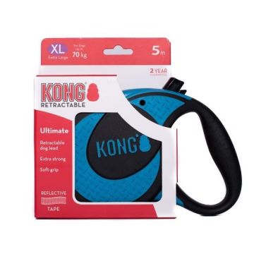 Lesa retractabila, KONG Retractable Ultimate, 5m - 70kg, Albastru