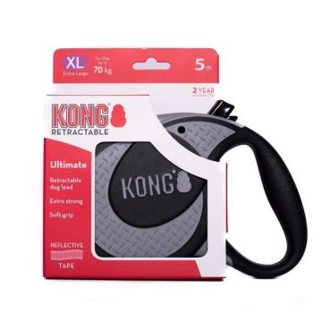 Lesa retractabila, KONG Retractable Ultimate, 5m - 70kg, Gri