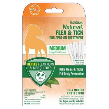 Pipeta antiparazitara, Tropiclean Medium Dog Spot-On, 3ml x 3 buc