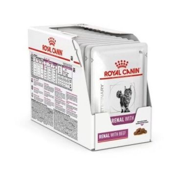 Royal Canin Renal with Beef, 12 x 85 g la reducere