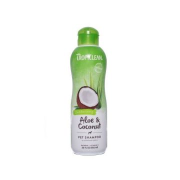 Sampon pentru caini si pisici, Tropiclean Aloe & Coconut, 592 ml