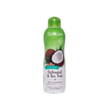 Sampon pentru caini, Tropiclean Oatmeal & Tea Tree, 592 ml