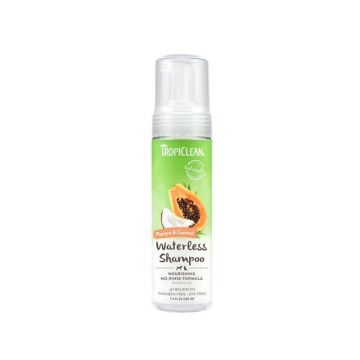 Sampon uscat pentru caini si pisici, Tropiclean Papaya & Coconut, 220ml