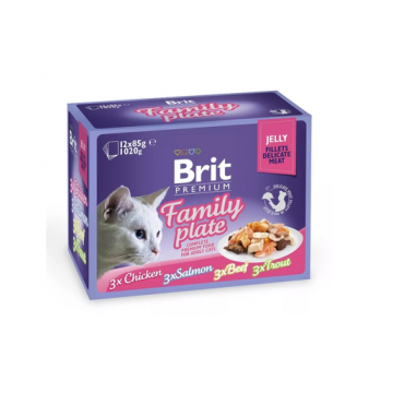 BRIT Premium Cat Family Plate file în jeleu - diverse arome 1,2 kg (12x85 g)