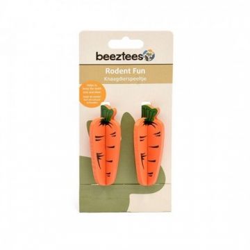 Jucarie din lemn pentru rozatoare, Beeztees Morcov, 2 buc/ 8 cm ieftina