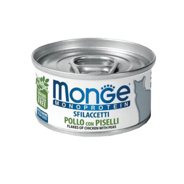 MONGE Cat Monoprotein hrană umedă pentru pisici, cu pui și mazăre 80g