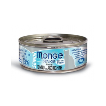 MONGE Cat Senior hrană umedă pentru pisici senioare, cu ton și anșoa 80g