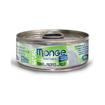 MONGE Natural Cat hrană umedă pentru pisici, ton cu aripioare galbene și pui 80g