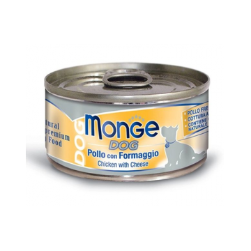 MONGE Natural Dog hrană umedă pentru câini, cu pui și brânză 95g