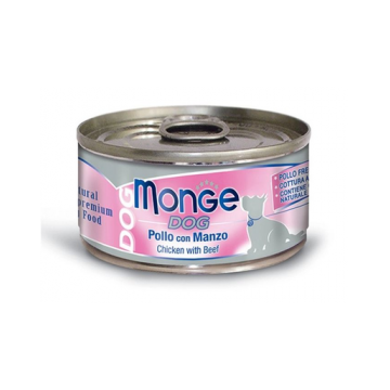 MONGE Natural Dog hrană umedă pentru câini, cu pui și vită 95g