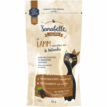 Recompense pisici, Sanabelle Snack cu miel si soc, 55 g