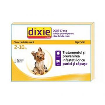 Solutie antiparazitara, Dixie Spot On Dog S, 0,67 ml x 3 buc
