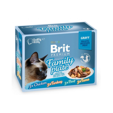 BRIT Premium Cat Family Plate file în sos - diverse arome 1,2 kg (12x85 g)