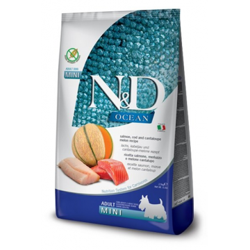 FARMINA N&D Ocean - Hrană pentru câini adulți de talie mică - somon, cod și pepene galben - 2,5 kg FARMINA N&D Ocean - Hrană pentru câini adulți de talie mică - somon, cod și pepene galben - 2,5 kg