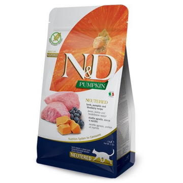 FARMINA N&D Pumpkin - Hrană pentru pisici adulte, după castrare - miel și afine - 5 kg FARMINA N&D Pumpkin - Hrană pentru pisici adulte, după castrare - miel și afine - 5 kg