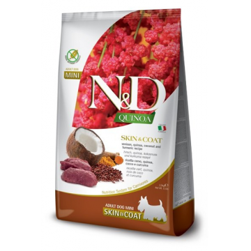 FARMINA N&D Quinoa Hrana dietetica pentru caini adulti talie mica, cu carne de vanat si nuca de cocos 2,5 kg