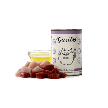 GUSSTO Cat Fresh Turkey & Duck CARNE PROASPĂTĂ DE CURCAN CU RAŢĂ 400 g