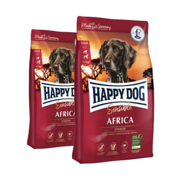 HAPPY DOG Supreme Africa Hrana pentru caini adulti cu intolerante alimentare, cu strut african 25 kg (2 x 12.5 kg)