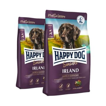 HAPPY DOG Supreme irland hrana uscata caini adulti sensibili, cu somon si iepure 25 kg (2 x 12.5 kg)