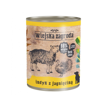 WIEJSKA ZAGRODA hrană umedă fără cereale, curcan și miel 800 gr