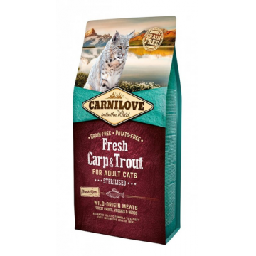 CARNILOVE - Hrană uscată pentru pisici adulte, după castrare / sterilizare - crap si păstrăv - 2 kg