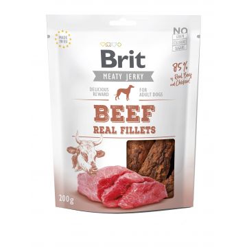 Brit Dog Jerky Beef Fillets, 200 g la reducere