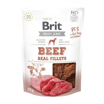 Brit Dog Jerky Beef Fillets, 80 g de firma originala
