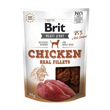 Brit Dog Jerky Chicken Fillets, 80 g de firma originala