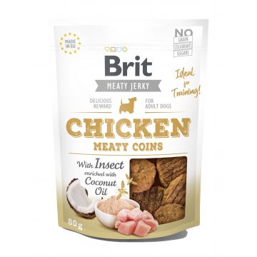 Brit Dog Jerky Chicken With Insect Meaty Coins, 80 g de firma originala
