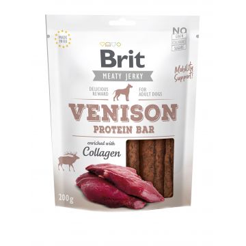 Brit Dog Jerky Venison Protein Bar, 200 g la reducere