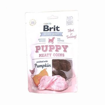 Brit Jerky Snack Turkey Meaty Coins for Puppies, 80 g de firma originala