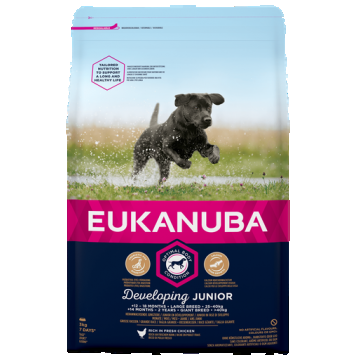 EUKANUBA Developing Junior Large Breed hrana uscata caini juniori talie mare, bogat in pui 3kg