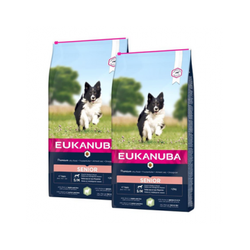 EUKANUBA Senior Small&Medium Lamb & Rice hrana uscata caini seniori 24 kg (2 x 12 kg)