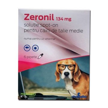 Pipete antiparazitare caini, Zeronil, 134 mg 10 - 20 kg 6 pipete