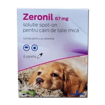 Pipete antiparazitare caini, Zeronil, 67 mg 2 - 10 kg 6 pipete la reducere