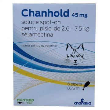 Pipete antiparazitare, Chanhold Cat, 45 mg x 6, 2.6 - 7.5 kg