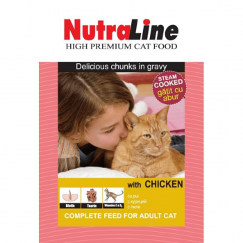 Hrana umeda pentru pisici Nutraline Classic cu Pui 100gr