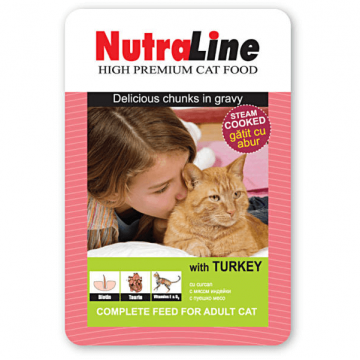 Hrana umeda pentru pisici Nutraline Classic Curcan 100g