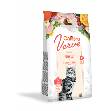 Calibra Cat Verve Grain Free Adult, Chicken & Turkey, 3.5 kg la reducere